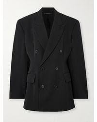 Balenciaga - Barathea Double-Breasted Grain De Poudre Wool Blazer - Lyst