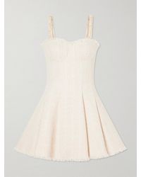 Balmain - Embellished Pleated Tweed Mini Dress - Lyst