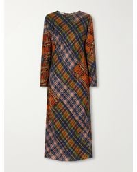 Dries Van Noten - Checked Crepe Midi Dress - Lyst