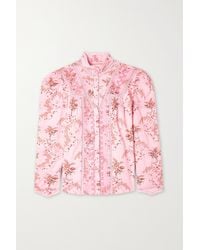 LoveShackFancy Laredo Crochet-trimmed Floral-print Cotton-twill Blouse - Pink