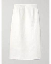 SIR. - Alessandra Embroidered Linen Midi Skirt - Lyst