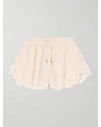 Zimmermann - Awaken Lace-Trimmed Cotton And Silk-Blend Crepe De Chine Shorts - Lyst