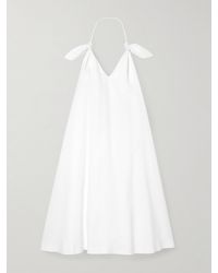 Loewe - Flamenco Knotted Leather-Trimmed Voile Halterneck Mini Dress - Lyst