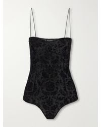 PAULINE DUJANCOURT - Liqaa Velvet-Lace Bodysuit - Lyst