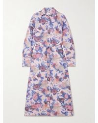 Erdem - Robe-Chemise Midi En Popeline De Coton À Imprimé Fleuri Et À Ceinture - Lyst