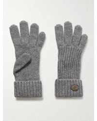 Gucci - Handschuhe Aus Einer Woll-Kaschmirmischung Mit Lederbesatz Und Verzierung - Lyst