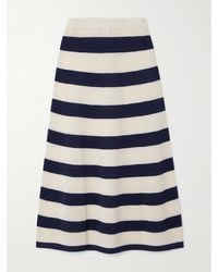 Eres - Jupe Midi En Coton Mélangé À Mailles Ajourées Et À Rayures Bateau Bayadere - Lyst