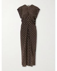 Marni - Ruched Polka-Dot Silk-Blend Midi Dress - Lyst
