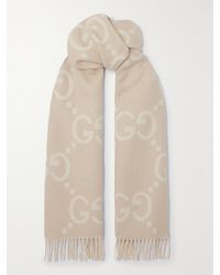Gucci - Fringed Metallic Cashmere-Blend Jacquard Scarf - Lyst