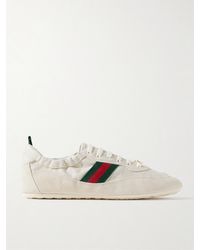 Gucci - Webbing And Leather-Trimmed Canvas-Jacquard And Suede Sneakers - Lyst