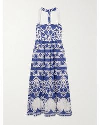 Borgo De Nor - Mavaro Lace-Trimmed Embroidered Cotton-Blend Midi Dress - Lyst