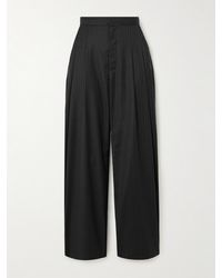 St. Agni - Adjust Pleated Pinstriped Wool-Blend Wide-Leg Pants - Lyst