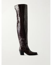 Sportmax - Zuppa 70 Croc-Effect Leather Over-The-Knee Boots - Lyst