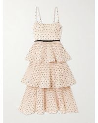 Zimmermann - Pleated Tiered Polka-Dot Organza Midi Dress - Lyst