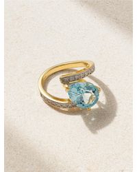 Mateo - Slanted Ring Aus 14 Karat Mit Topas Und Diamanten - Lyst