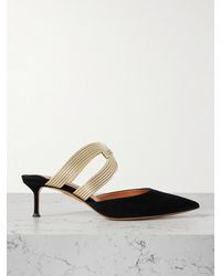 Aquazzura - Mules En Daim Et En Cuir Métallisé Esencia 50 - Lyst
