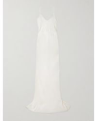 Victoria Beckham - Robe Aus Glänzendem Crêpe Mit Spitzenbesätzen - Lyst