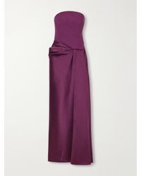 Solace London - Seri Strapless Twill And Crepe Gown - Lyst