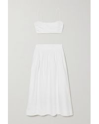 Reformation Louise Linen Top And Midi Skirt Set - White