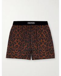 Tom Ford - Velvet-Trimmed Leopard-Print Silk-Blend Satin Shorts - Lyst