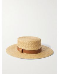 Gucci - Leather-Trimmed Straw Hat - Lyst