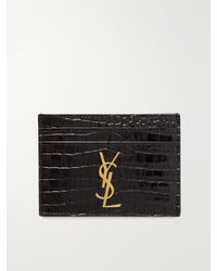 Saint Laurent - Embellished Croc-Effect Leather Cardholder - Lyst