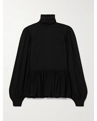 Ulla Johnson - Liana Peplum Wool And Silk-Blend And Chiffon Turtleneck Sweater - Lyst