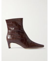 STAUD - Wally Croc-Effect Leather Ankle Boots - Lyst