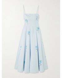 STAUD - Wylie Midikleid Aus Popeline Aus Einer Baumwollmischung Mit Stickereien Und Verzierungen - Lyst