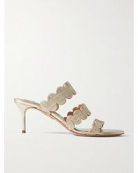Aquazzura - Wavy 65 Metallic Leather Mules - Lyst