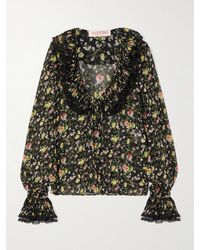 Valentino Garavani - Ruffled Printed Silk-Chiffon Blouse - Lyst