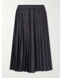 Jil Sander - Pleated Denim Midi Skirt - Lyst