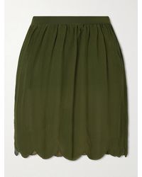 Bode - Mab Scalloped Gathered Silk-Crepon Mini Skirt - Lyst