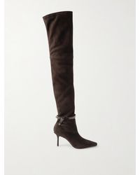 Jimmy Choo - Camie 85 Leather-Trimmed Suede Over-The-Knee Boots - Lyst