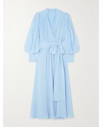 Costarellos - Dunaway Belted Wrap-Effect Silk-Chiffon Midi Dress - Lyst