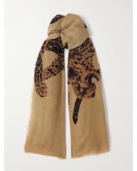 Saint Laurent - Frayed Printed Wool-Twill Scarf - Lyst