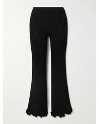 Rabanne - Ruffled Ribbed-Knit Flared Pants - Lyst