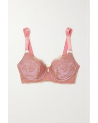 Dora Larsen Nora Satin-trimmed Lace And Stretch-tulle Underwired Bra - Pink