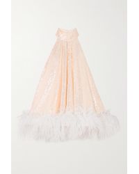 16Arlington Cindy Feather-trimmed Sequined Tulle Mini Dress - Metallic
