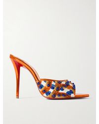 Christian Louboutin - Miss Z 100 Embellished Printed Faille Mules - Lyst