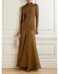 esse studios striped silk chiffon maxi dress Promise of Splendor metallic striped silk-blend chiffon maxi dress - black