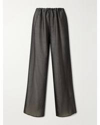Kallmeyer - Cairo Striped Silk And Cotton-Poplin Wide-Leg Pants - Lyst
