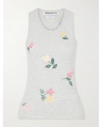 BERNADETTE - Clementine Floral-Jacquard Ribbed Cotton Tank Top - Lyst