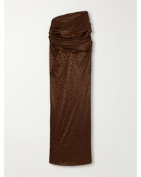 Alex Perry - Draped Leopard-Print Mesh Maxi Skirt - Lyst
