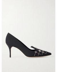 Manolo Blahnik - Ralypla 70 Embellished Crepe De Chine Pumps - Lyst
