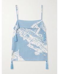 Bottega Veneta - Oberteil Aus Bedrucktem Shantung Aus Einer Seiden-Baumwollmischung Mit Troddeln - Lyst