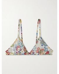 KHAITE - Talita Floral-Print Silk-Chiffon Triangle Bra - Lyst