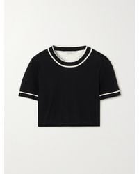 Max Mara - Uscio Cropped Two-Tone Cotton-Blend T-Shirt - Lyst