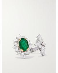 YEPREM - Ring Aus 18 Karat Weißgold Und Gelbgold Mit Smaragd Und Diamanten - Lyst