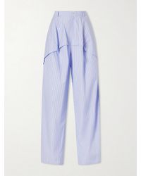 Loewe - Paula's Ibiza Striped Paneled Cotton Poplin Wide-Leg Pants - Lyst